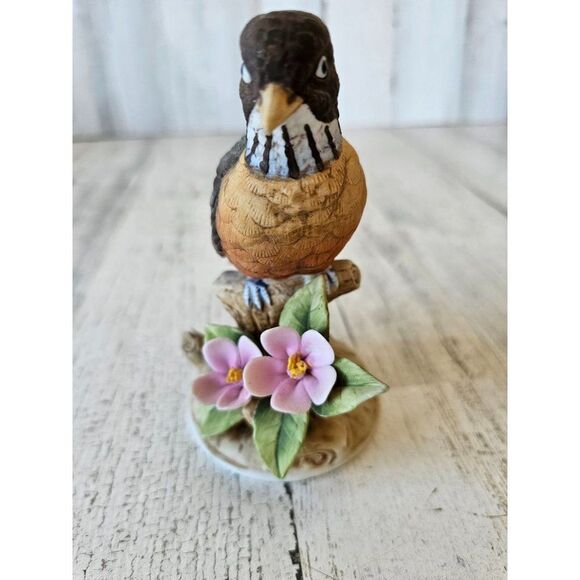 Andrea Robin vintage 9386 porcelain figurine bird realistic flowers life-like st - Picture 2 of 8